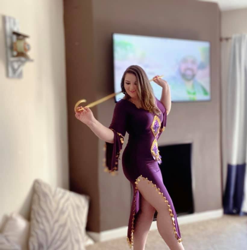 Elegant Royal Purple Belly dance dress/ Handmade embellished authentic Egyptian dance Costume