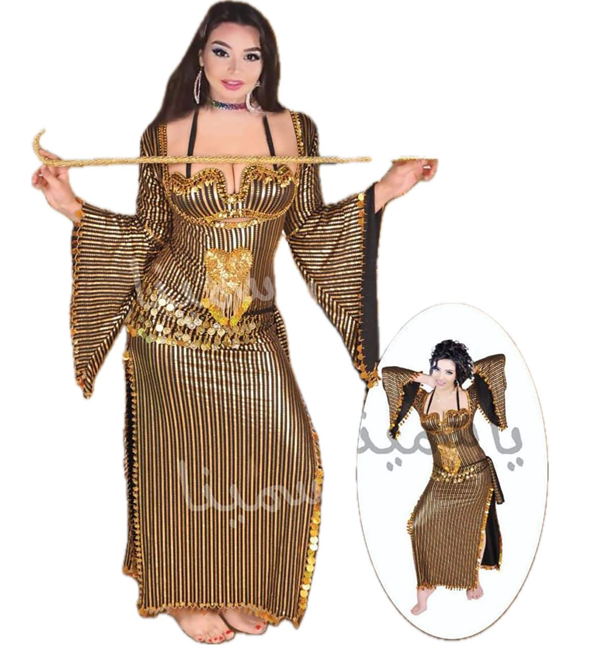 Egyptian belly dance dress with bra, handmade embellished Saidi dance outfit جلابية رقص شرقى