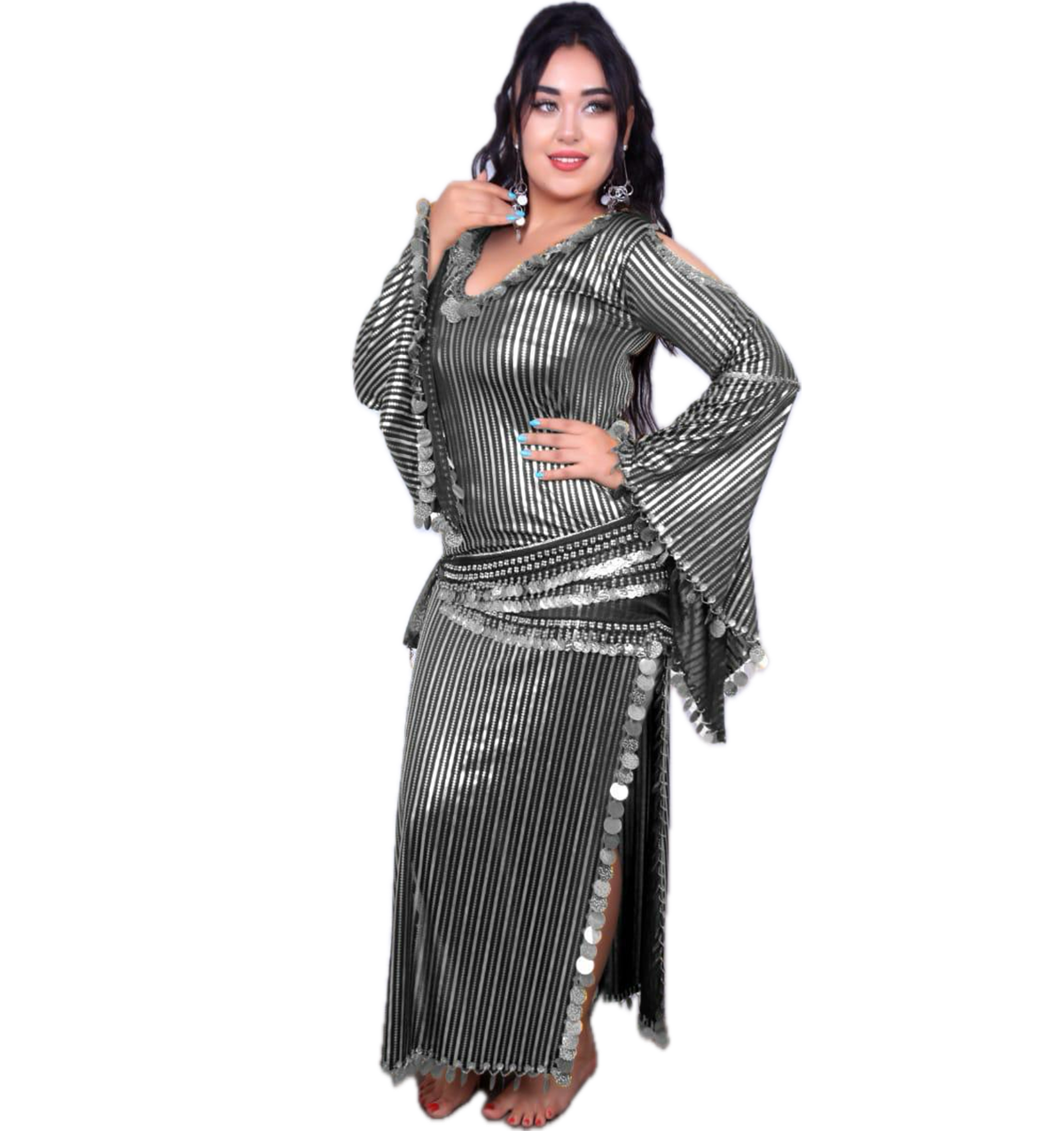 Egyptian belly dance striped dress, Saidi dancing Galabia, handmade dance outfit جلابية رقص شرقى صعيدى