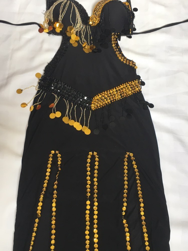 Egyptian Sexy belly dance costume, handmade Black stitched belly dance dress بدلة رقص شرقى