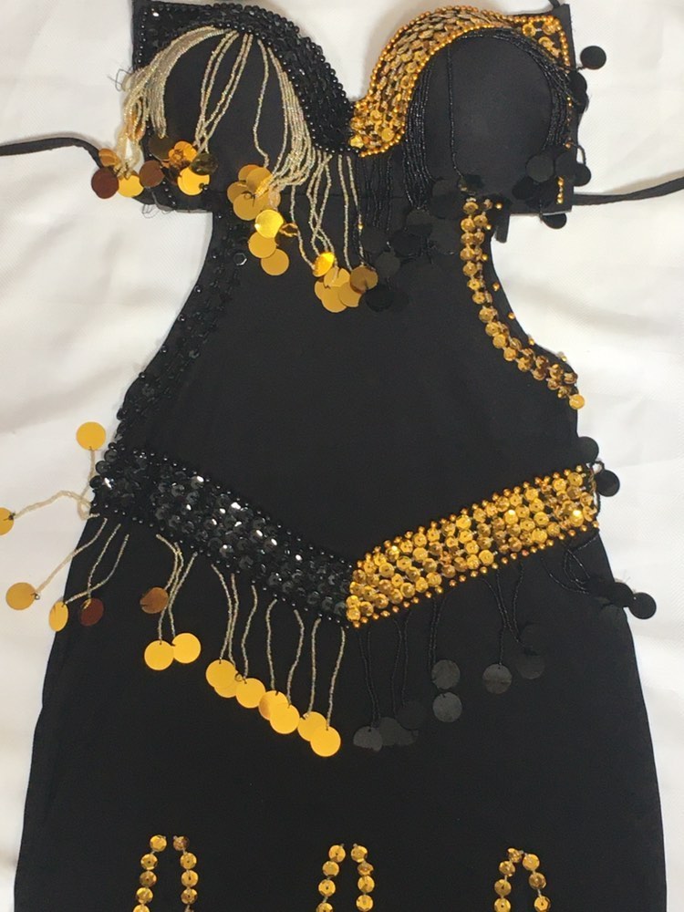 Egyptian Sexy belly dance costume, handmade Black stitched belly dance dress بدلة رقص شرقى