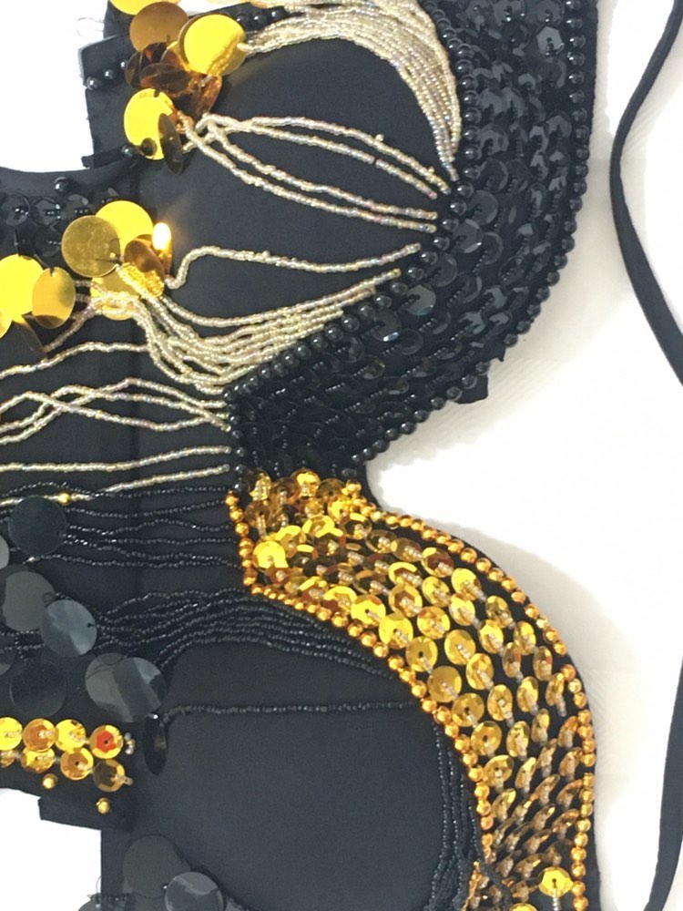 Egyptian Sexy belly dance costume, handmade Black stitched belly dance dress بدلة رقص شرقى