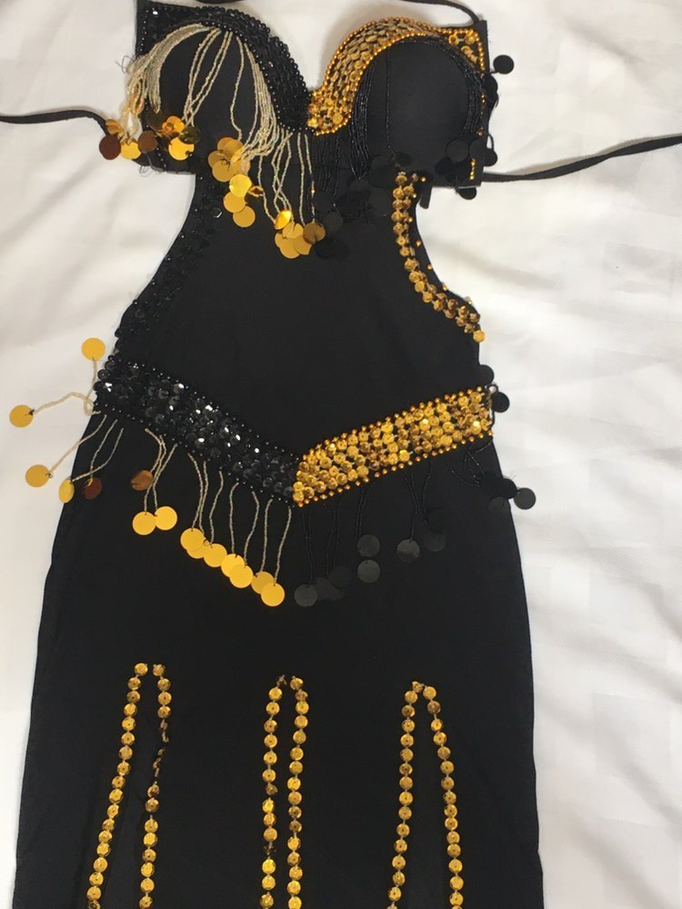 Egyptian Sexy belly dance costume, handmade Black stitched belly dance dress بدلة رقص شرقى
