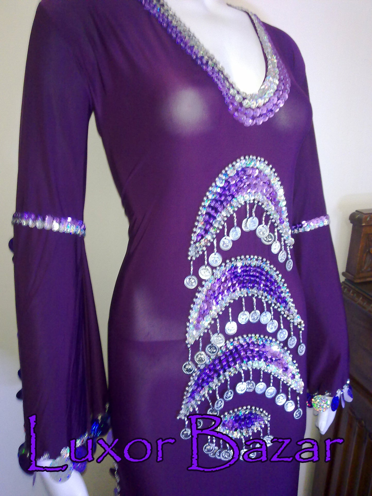 Sexy Egyptian New belly dance costume, Handmade Embroidered belly dance Dress جلابية رقص شرقى