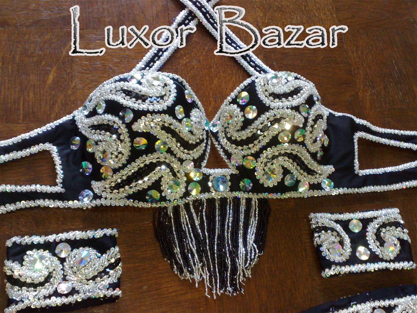 Professional Belly Dance Costume From Egypt, Custom-Made BELLY DANCE outfit, Any Colour, Belly dance bra, belt, chiffon skirt and arm pieces.