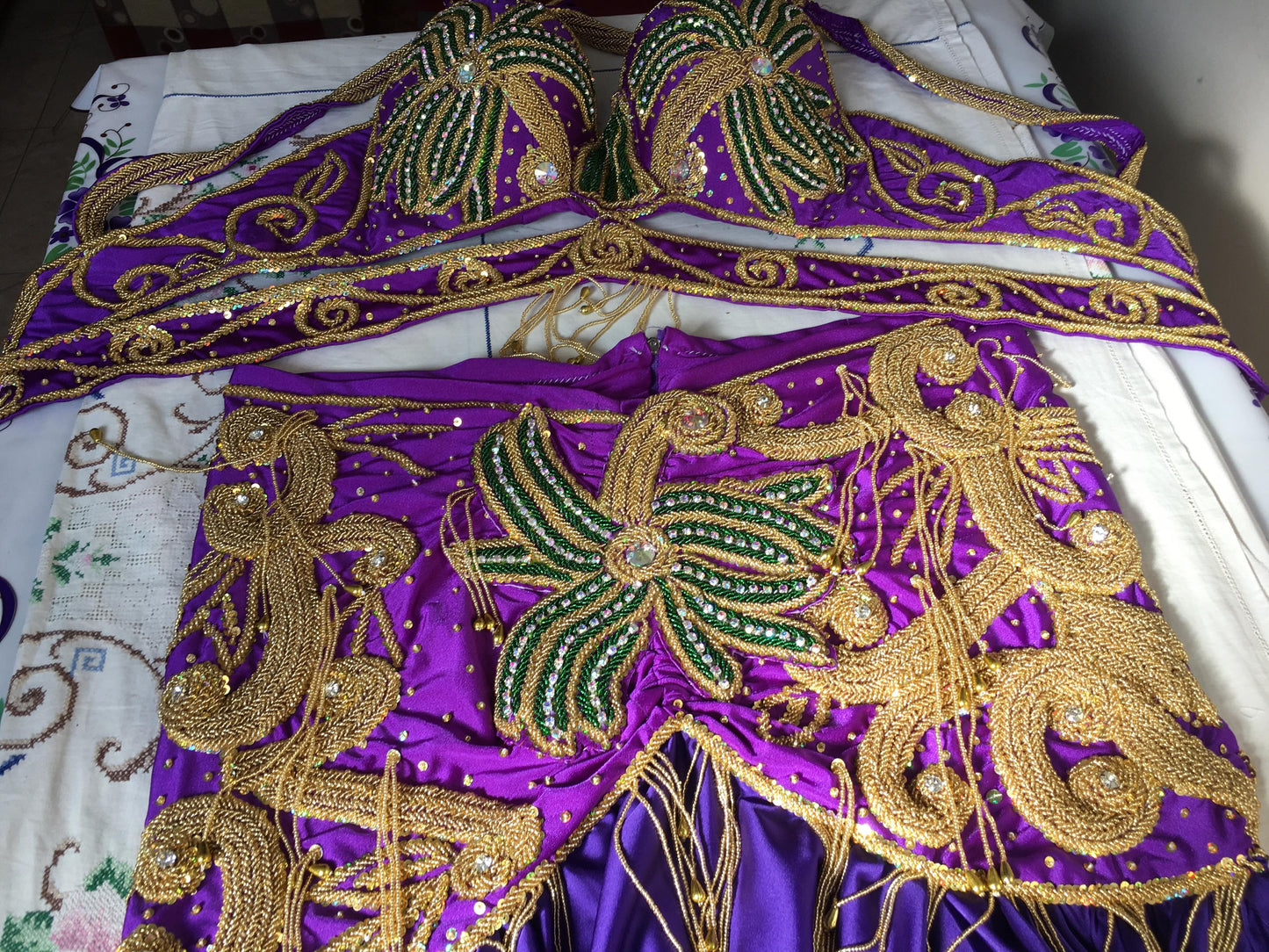 Handmade Egyptian Belly Dance Costume – Custom-Made Oriental Dress – Gypsy-Inspired Professional Outfit