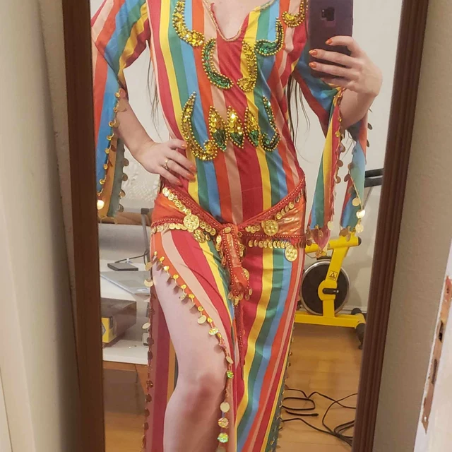 Egyptian Belly Dance Dress Saidi Costume, Baladi Galabia, Rainbow Abaya, Kaftan جلابية رقص شرقى