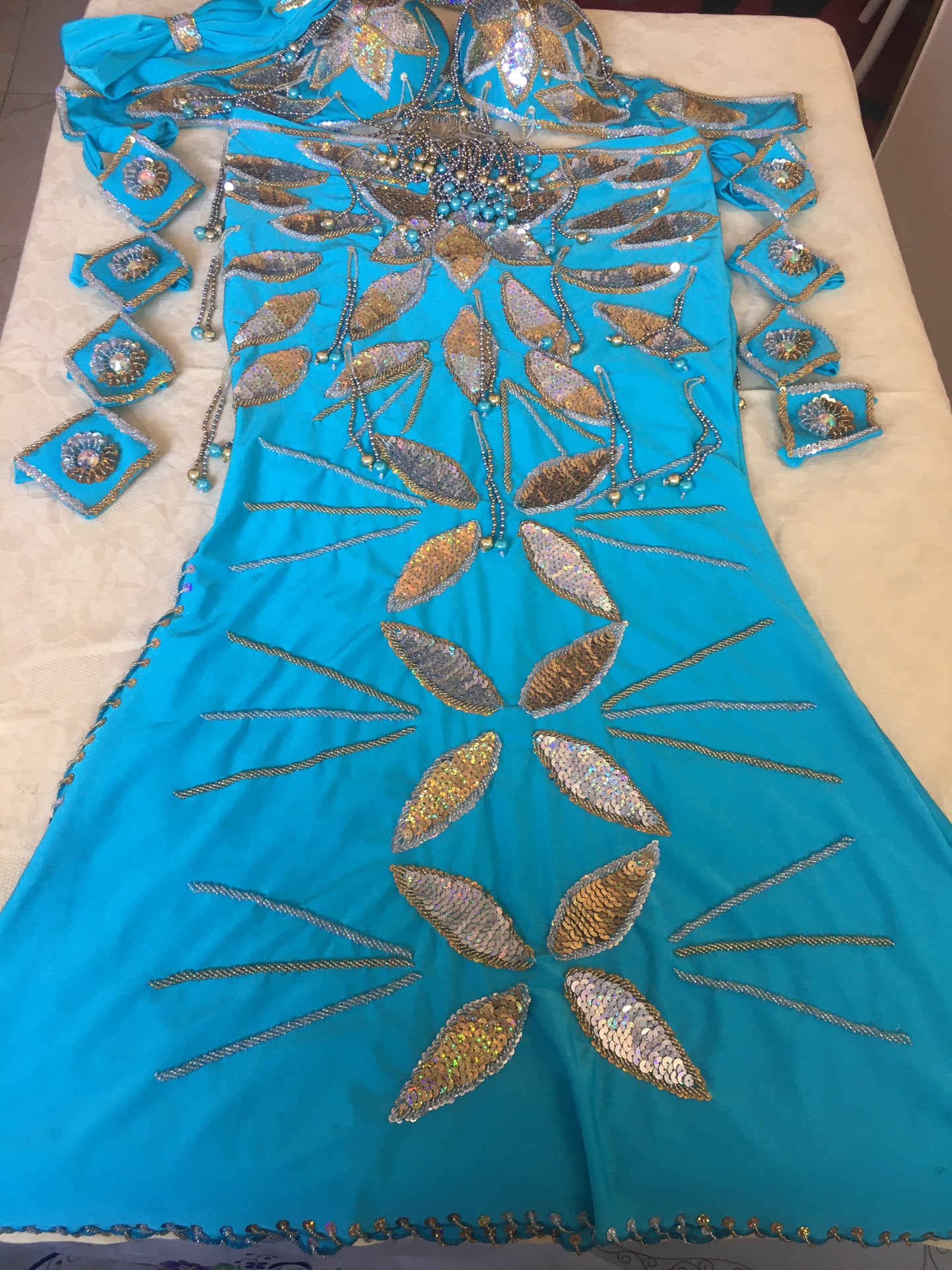 Professional Belly Dance Costume from Egypt BELLYDANCE Custom Made Any Colour, New Gypsy Dance Outfit, Handmade Embroidered Costume.