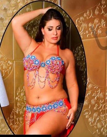 Egyptian Sexy Red belly dance costume, handmade M OR L outfit, belt, skirt, bra بدلة رقص شرقى