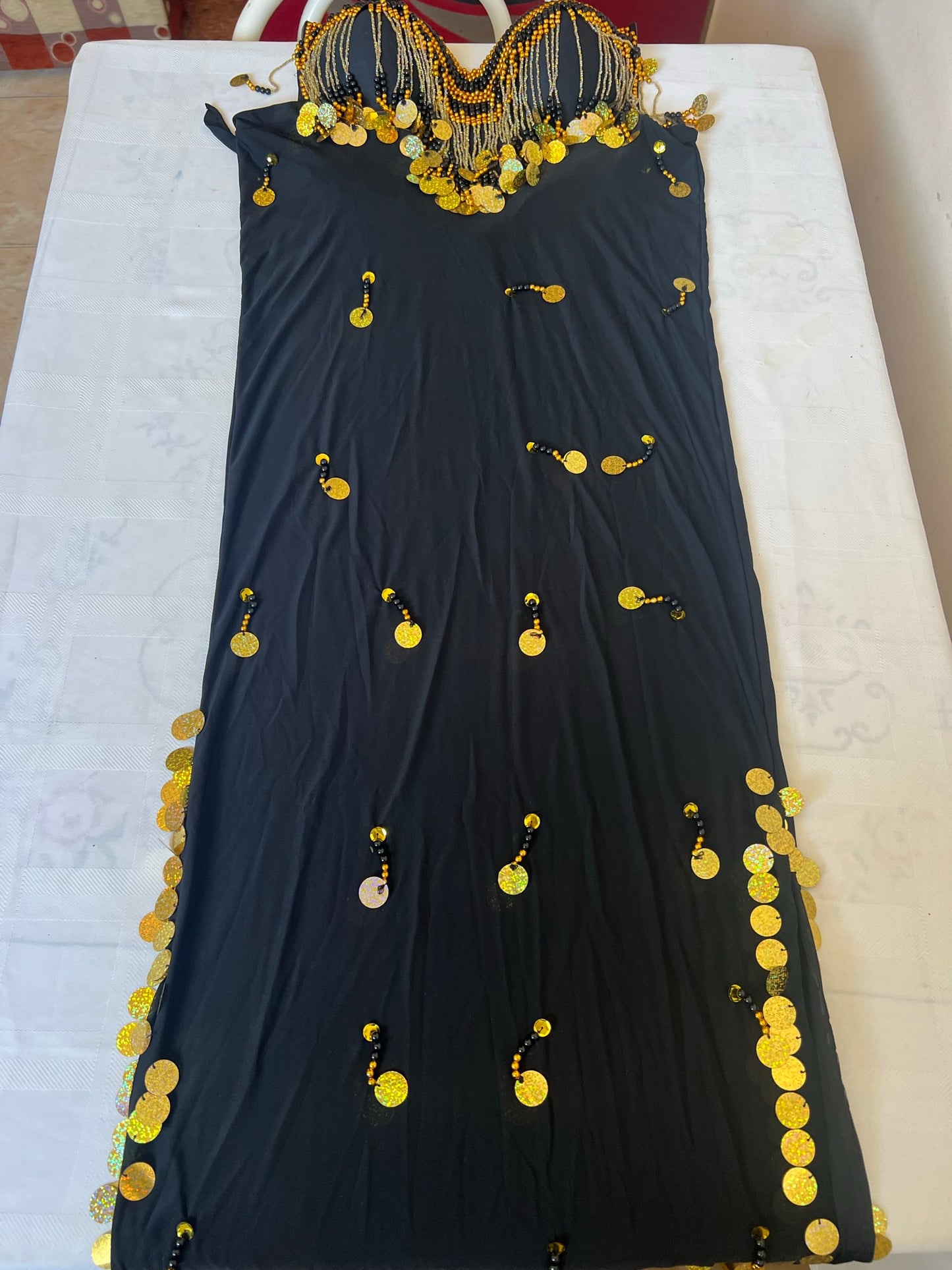 Egyptian Sexy belly dance costume, handmade embroidered belly dance dress unisize بدلة رقص شرقى