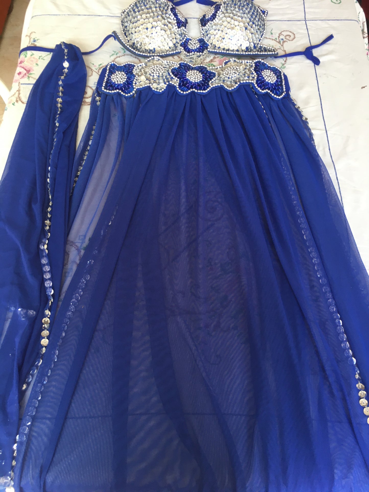 Sexy belly dance costume Royal blue belly dance outfit handmade women Lingerie