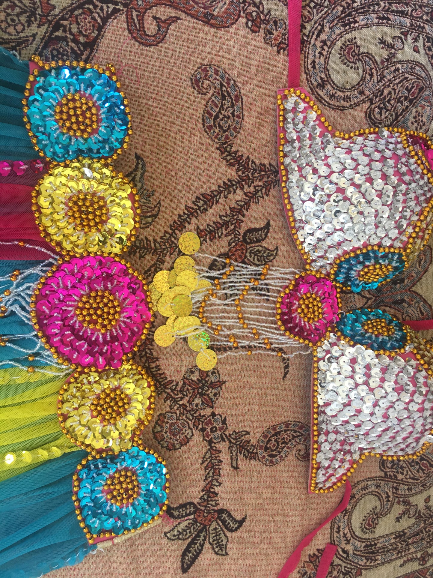 Sexy Egyptian professional belly dance costume, Handmade multi-colour belly dance outfit بدلة رقص شرقى