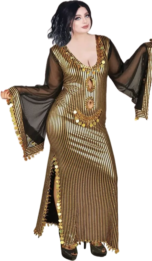 Egyptian Sexy belly dance dress, oriental dance outfit, Saidi Style one-size.