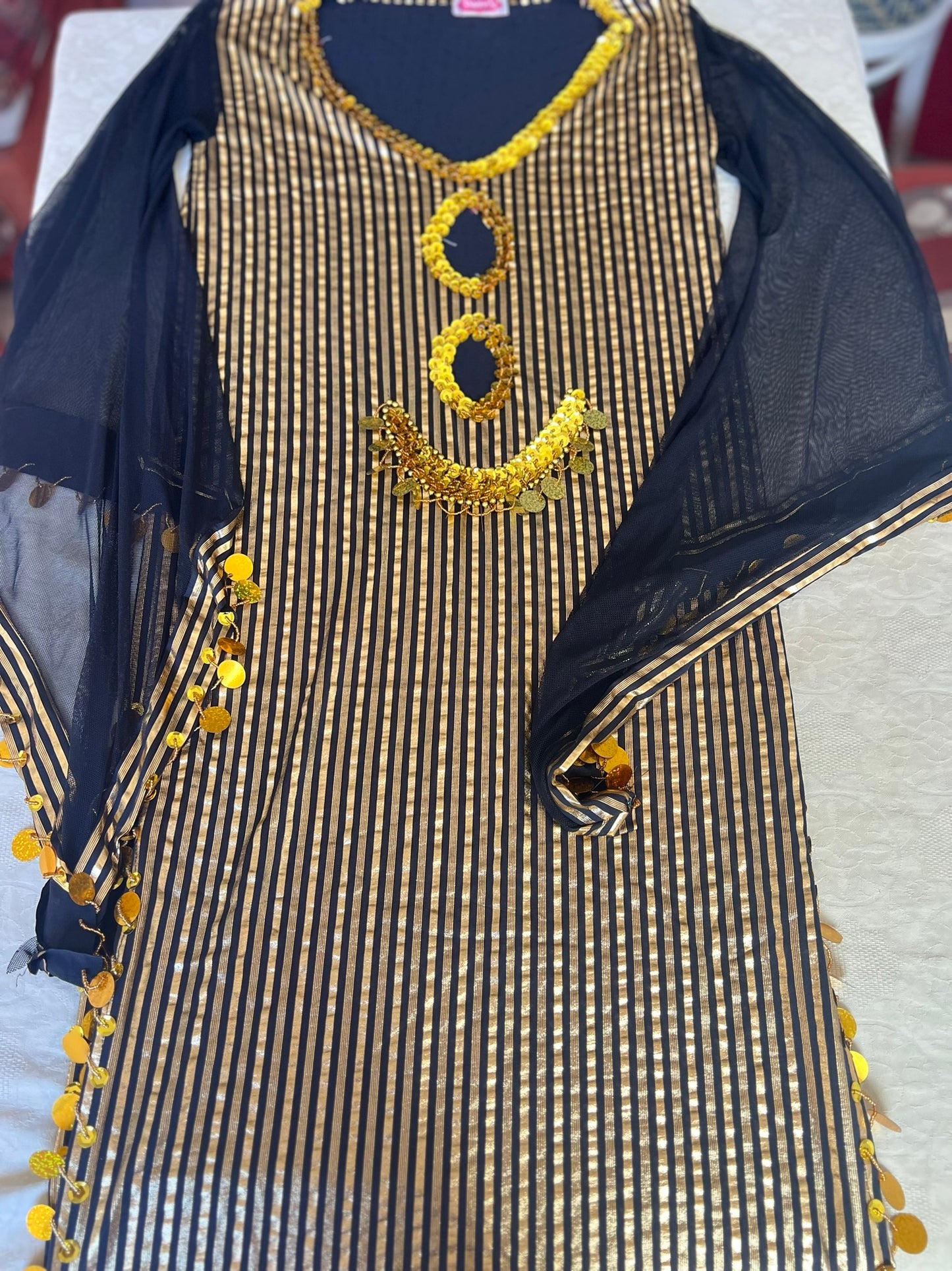Egyptian Sexy belly dance dress, oriental dance outfit, Saidi Style one-size.