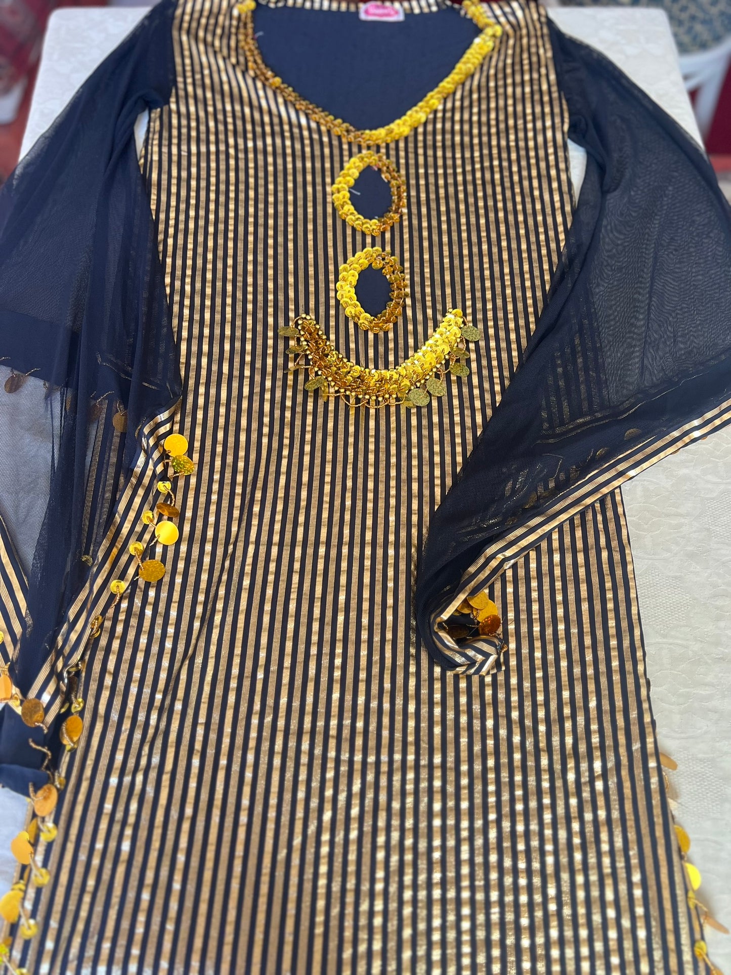 Egyptian Sexy belly dance dress, oriental dance outfit, Saidi Style one-size.
