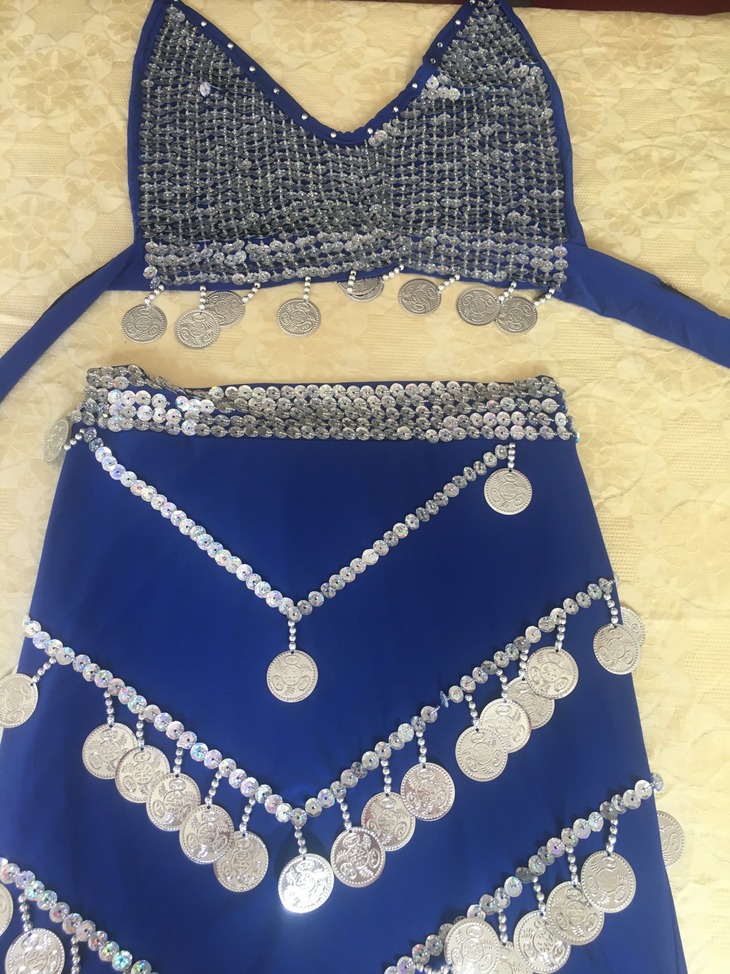Egyptian sexy belly dance outfit, Handmade beaded Women dancing embellished Top and skirt بدلة رقص شرقى
