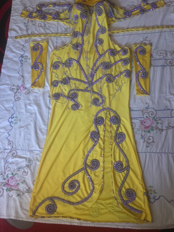 Professional Custom-Made Belly Dance Costume BELLYDANCE Dress + 2 Sleeves, Handmade Embroidered oriental dance outfit, made to order dress.