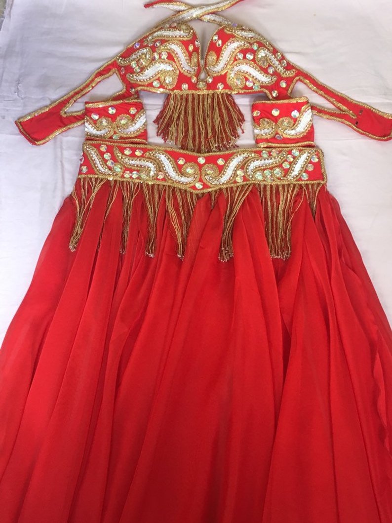 Professional Belly Dance Costume From Egypt BELLYDANCE Custom Made Any Colour, New Handmade Embroidered Outfit, Gypsy oriental dance costume