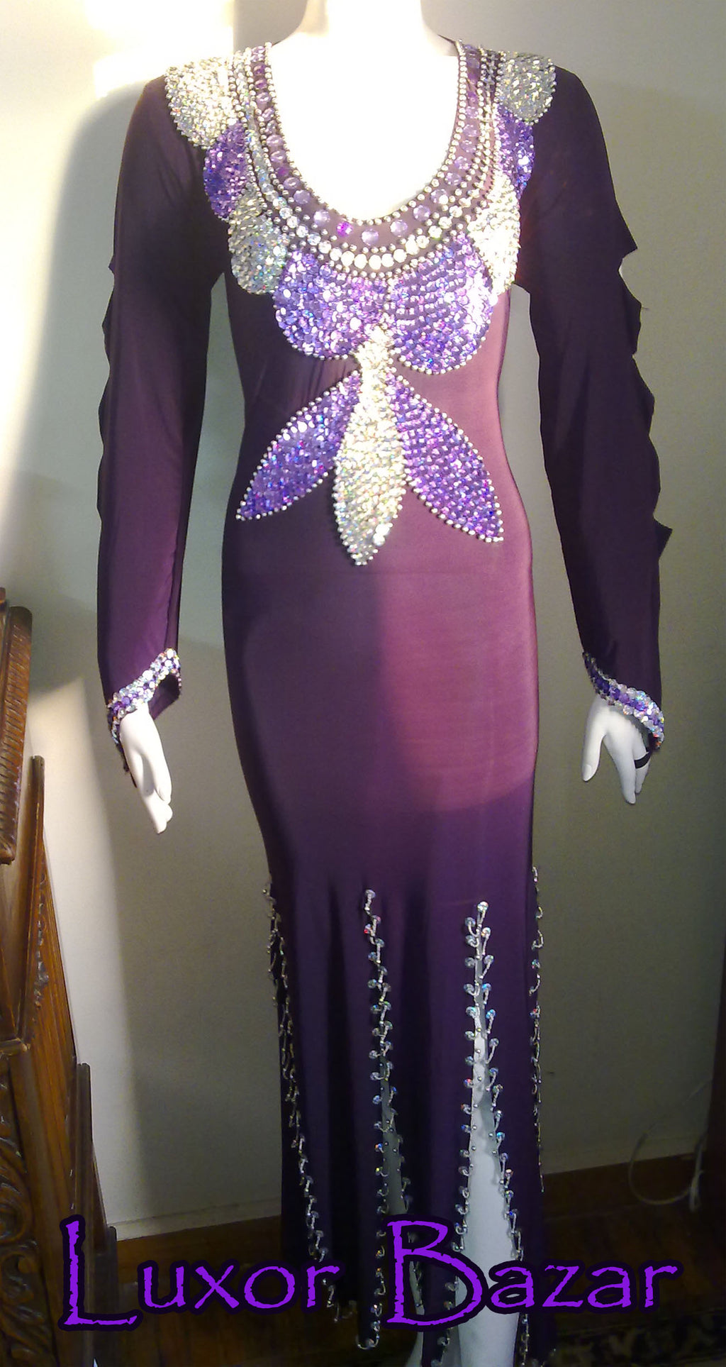 Belly Dance Dress, dancing Costume, Saidi Galabia, Egyptian Oriental Sexy Abaya, Fallahi dance Galabia