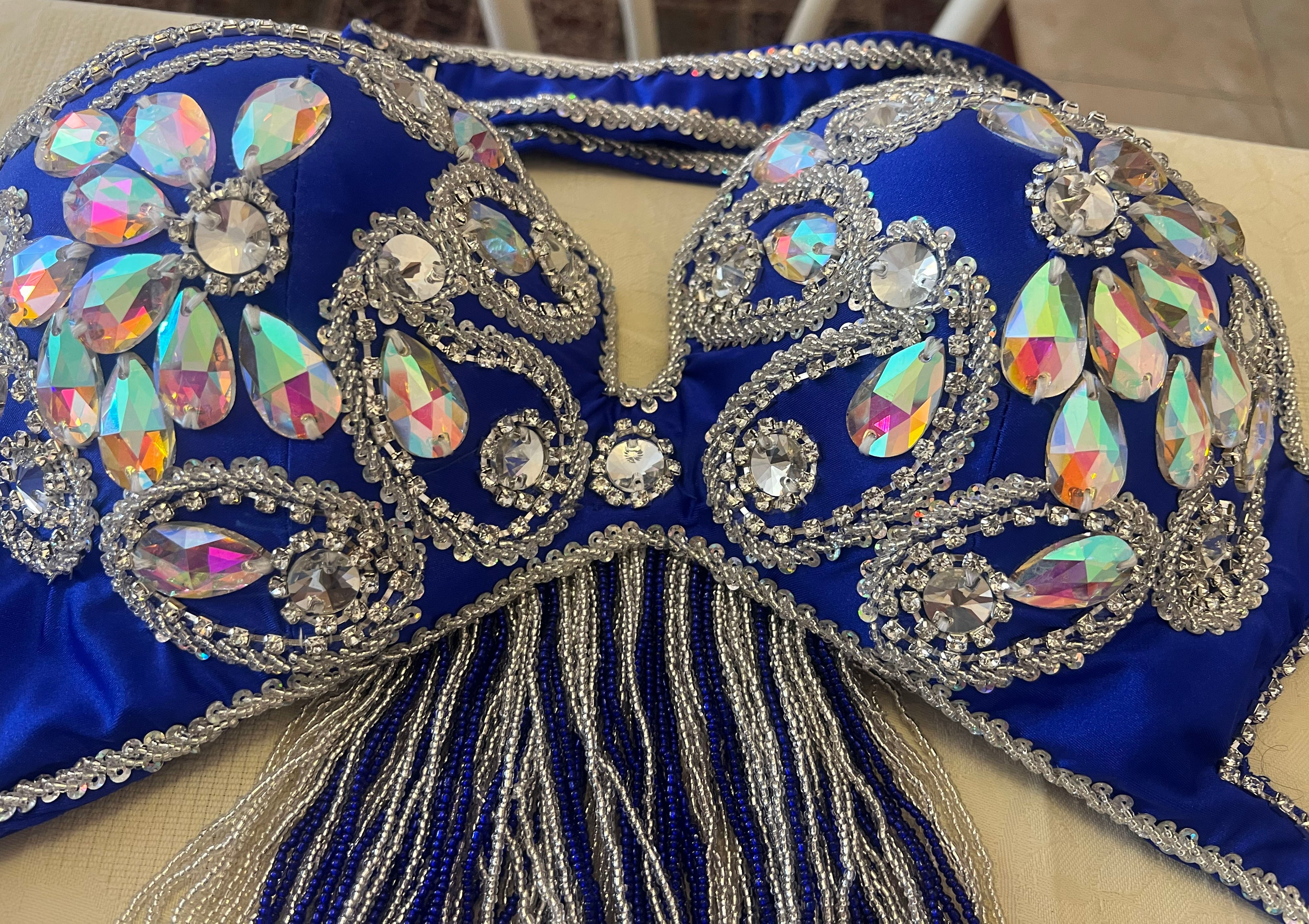 Luxurious high-quality royal blue belly dance costume