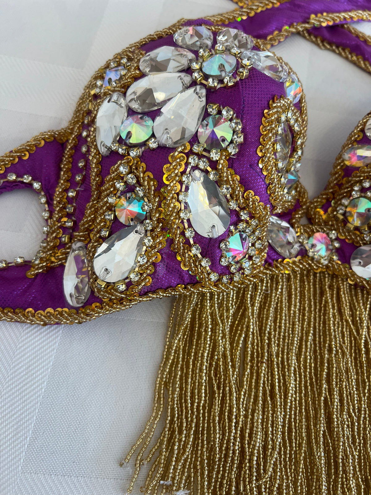 Elegant Purple Belly dance belt and bra set- Made to order Dancing costume