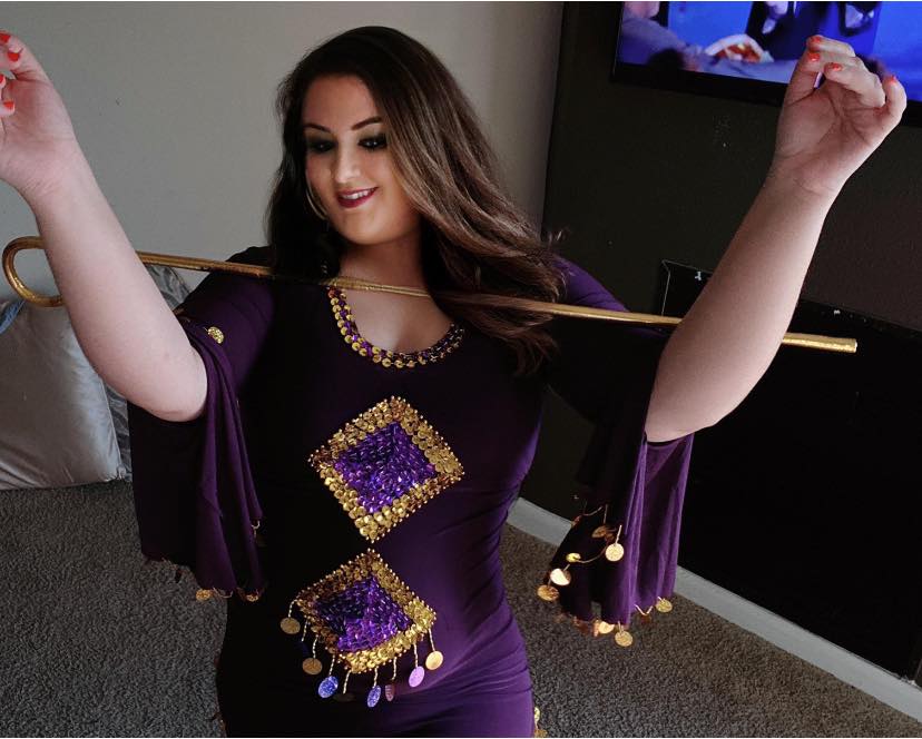 Elegant Royal Purple Belly dance dress/ Handmade embellished authentic Egyptian dance Costume