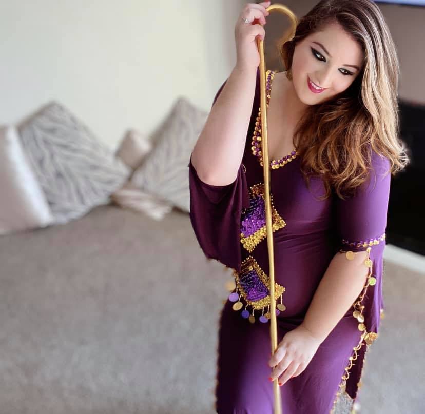 Elegant Royal Purple Belly dance dress/ Handmade embellished authentic Egyptian dance Costume
