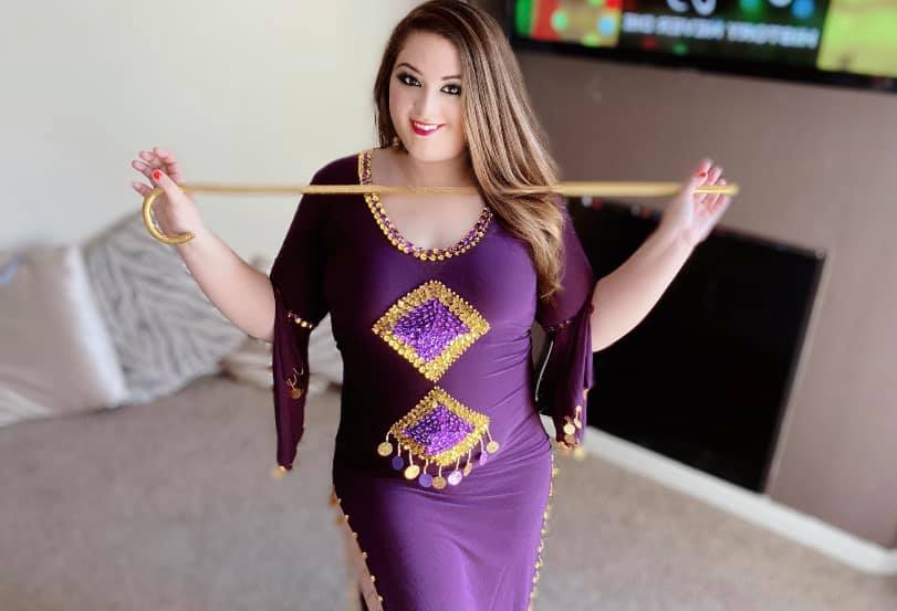 Elegant Royal Purple Belly dance dress/ Handmade embellished authentic Egyptian dance Costume