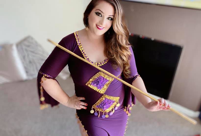 Elegant Royal Purple Belly dance dress/ Handmade embellished authentic Egyptian dance Costume