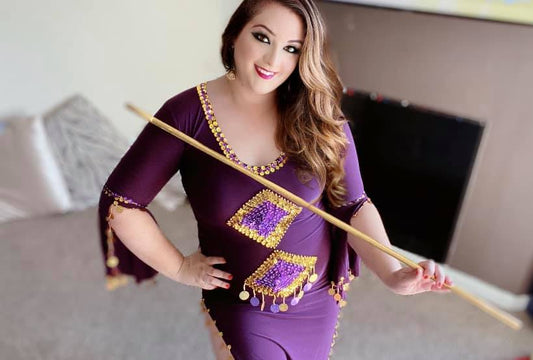 Elegant Royal Purple Belly dance dress/ Handmade embellished authentic Egyptian dance Costume