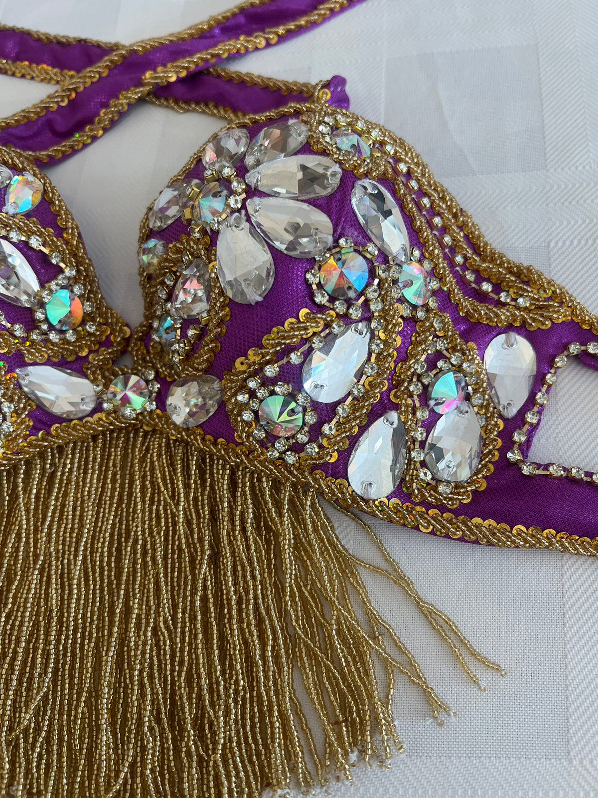 Elegant Purple Belly dance belt and bra set- Made to order Dancing costume