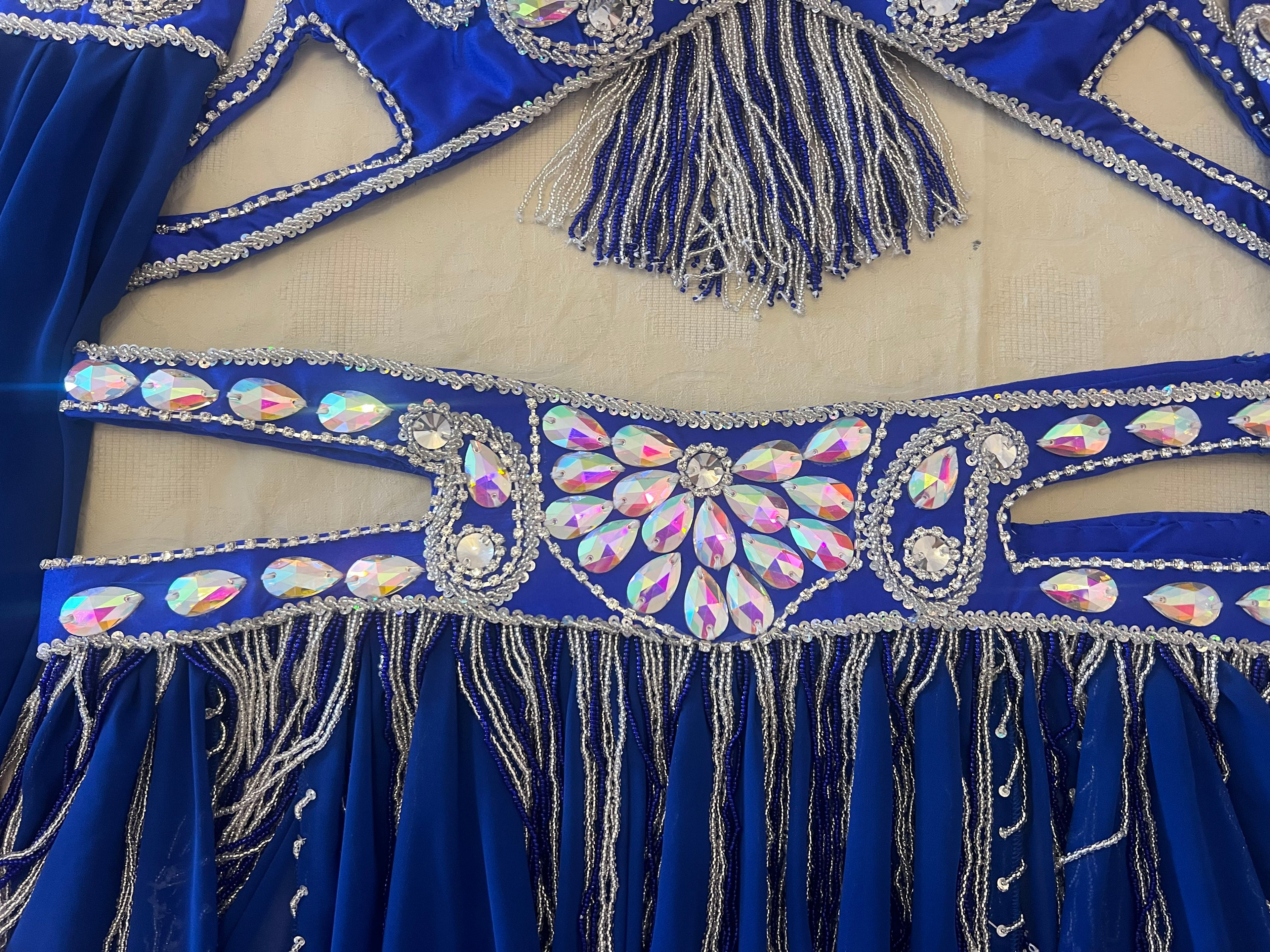 Luxurious high-quality royal blue belly dance costume