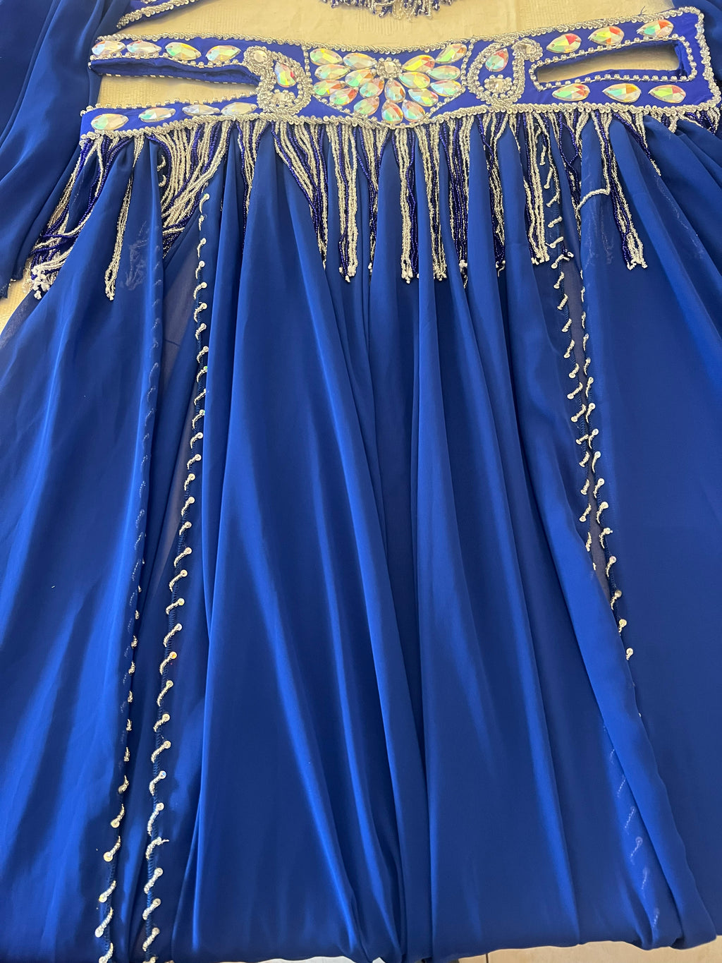 Luxurious high-quality royal blue belly dance costume