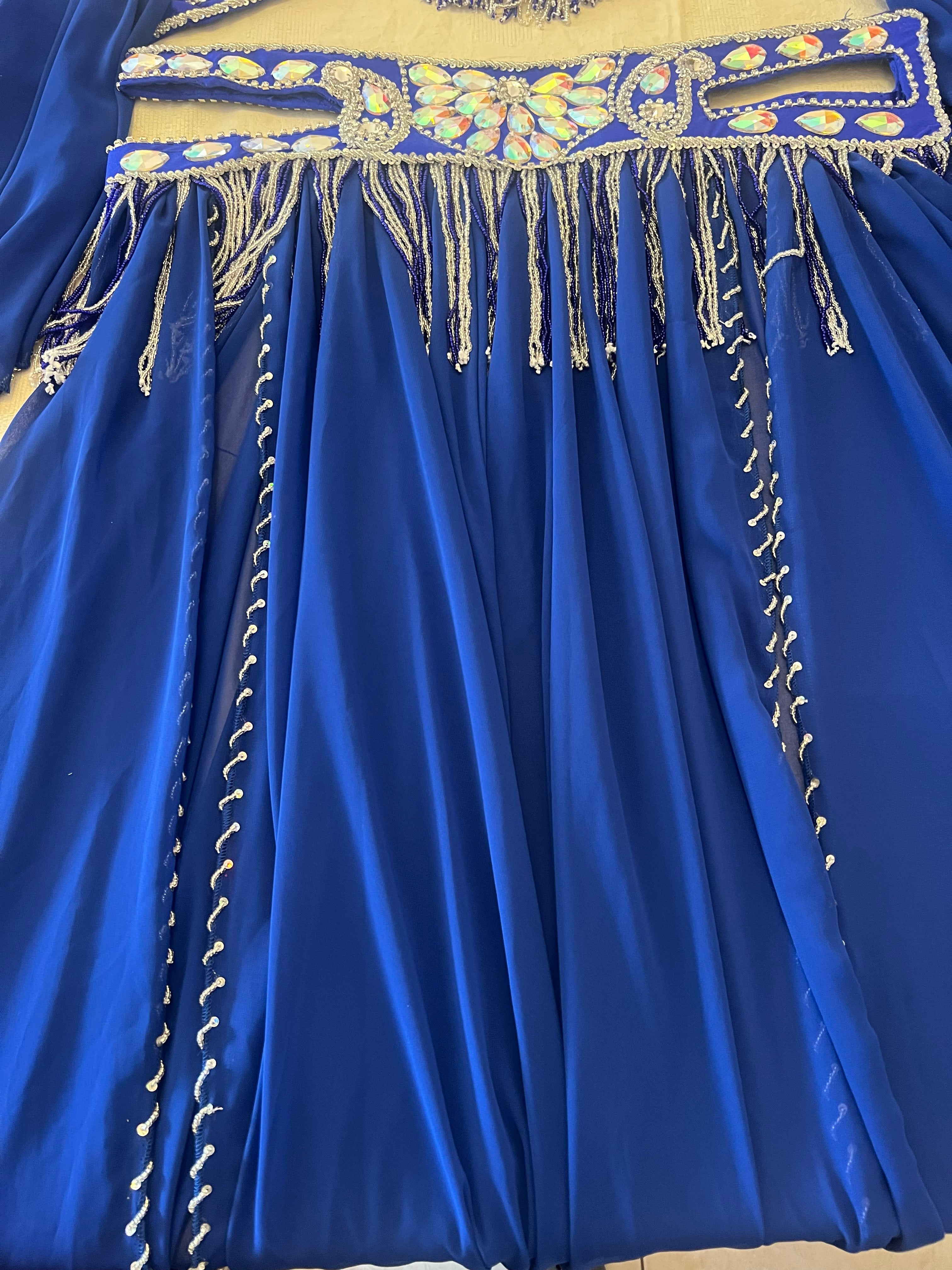Luxurious high-quality royal blue belly dance costume