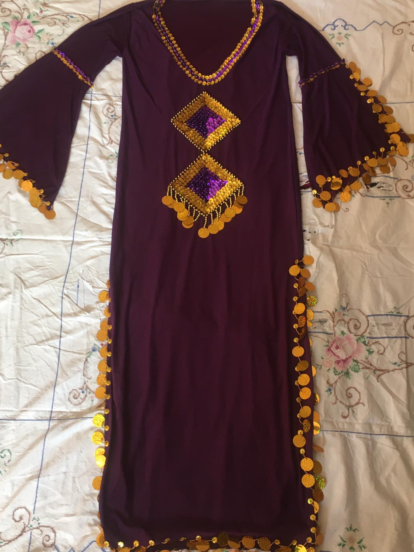 Elegant Royal Purple Belly dance dress/ Handmade embellished authentic Egyptian dance Costume