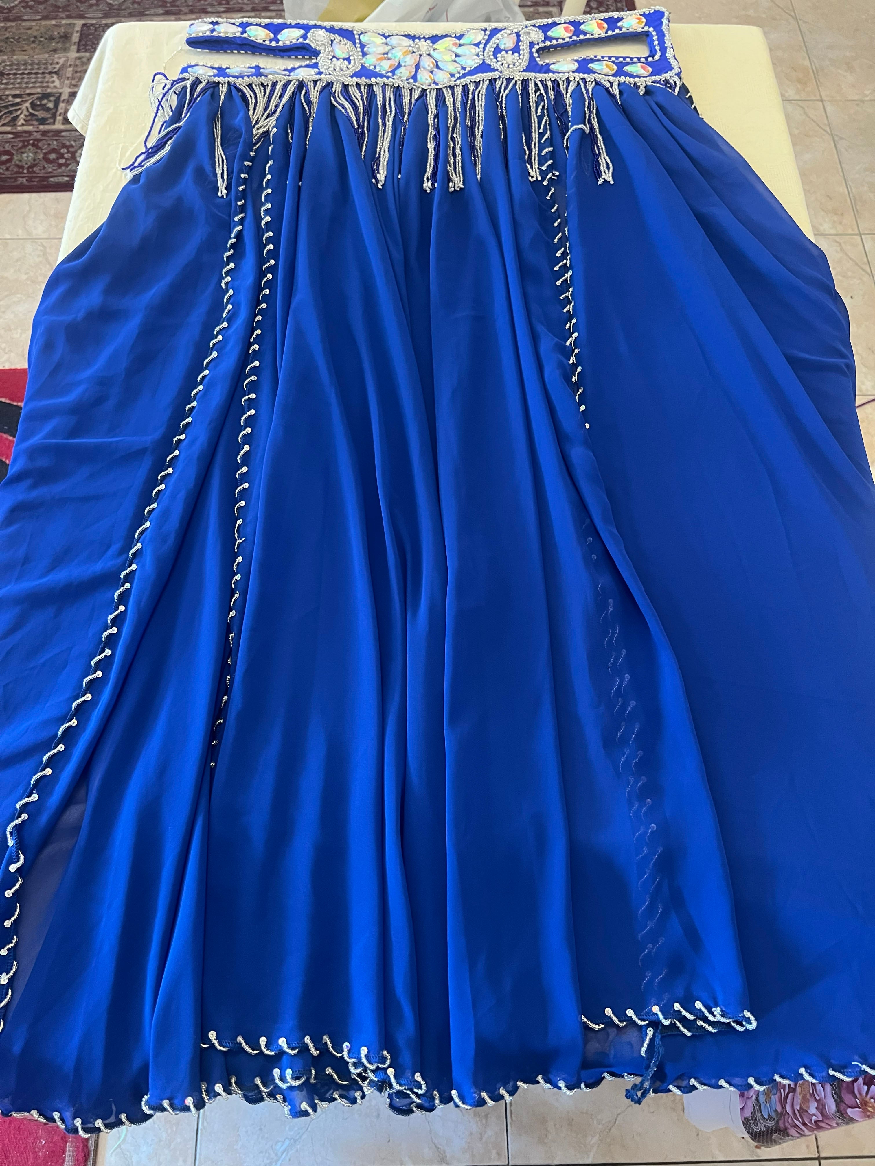 Luxurious high-quality royal blue belly dance costume