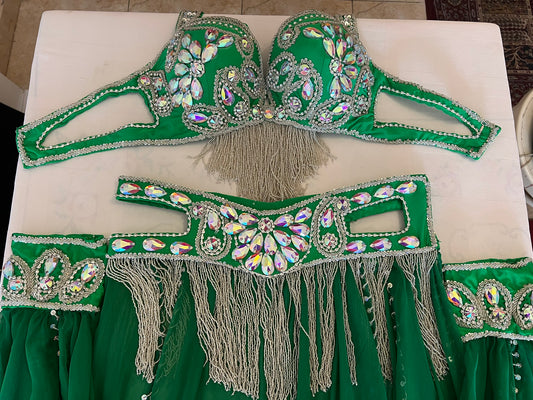 Vibrant Emerald Green Professional belly dance costume/ custom-made