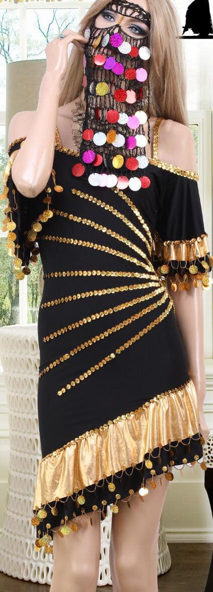Egyptian Belly Dance Dress Iskandaryan Costume, Galabia, Fallahi, Melaya dress جلابية رقص شرقى اسكندرانى