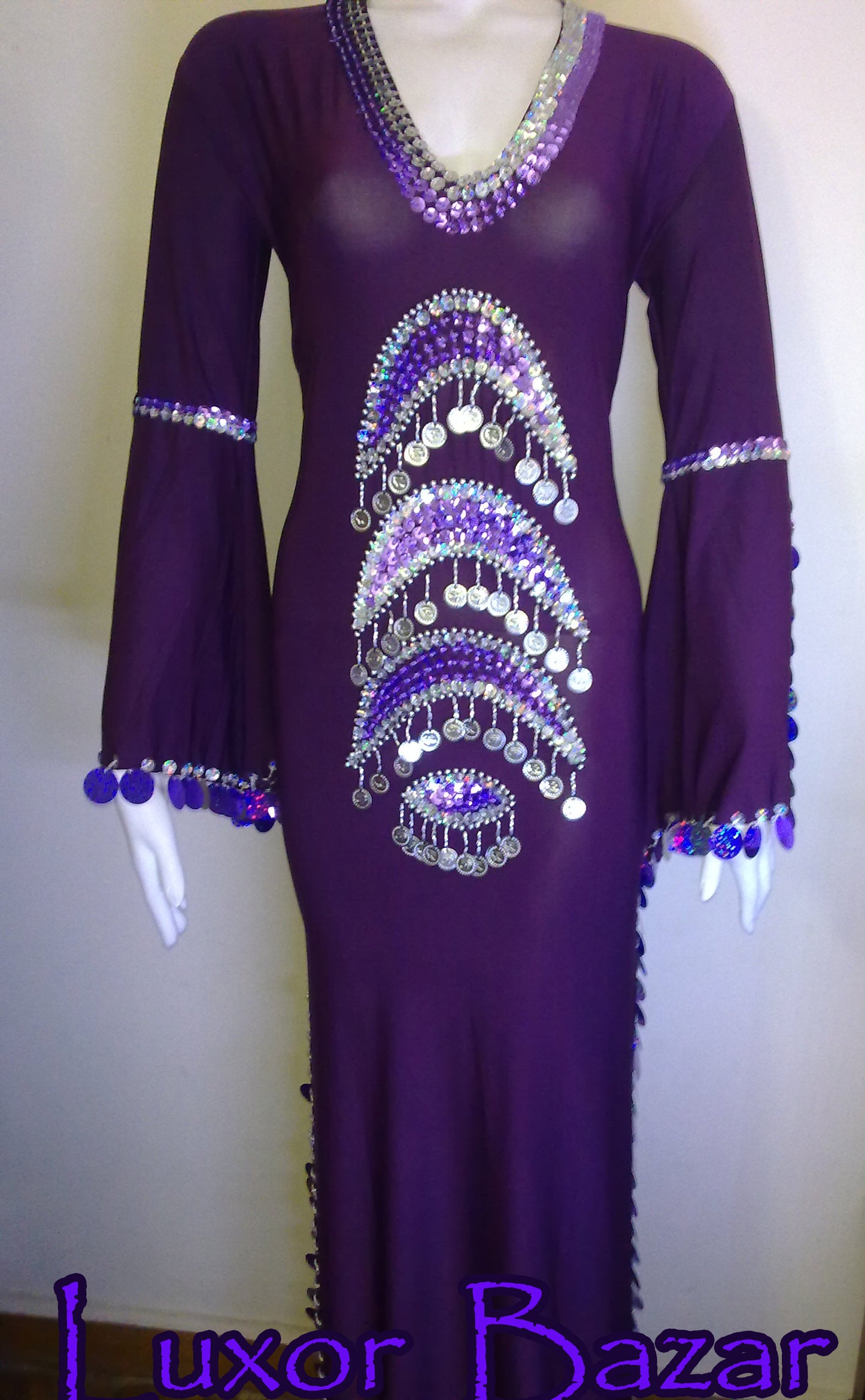 Sexy Egyptian New belly dance costume, Handmade Embroidered belly dance Dress جلابية رقص شرقى