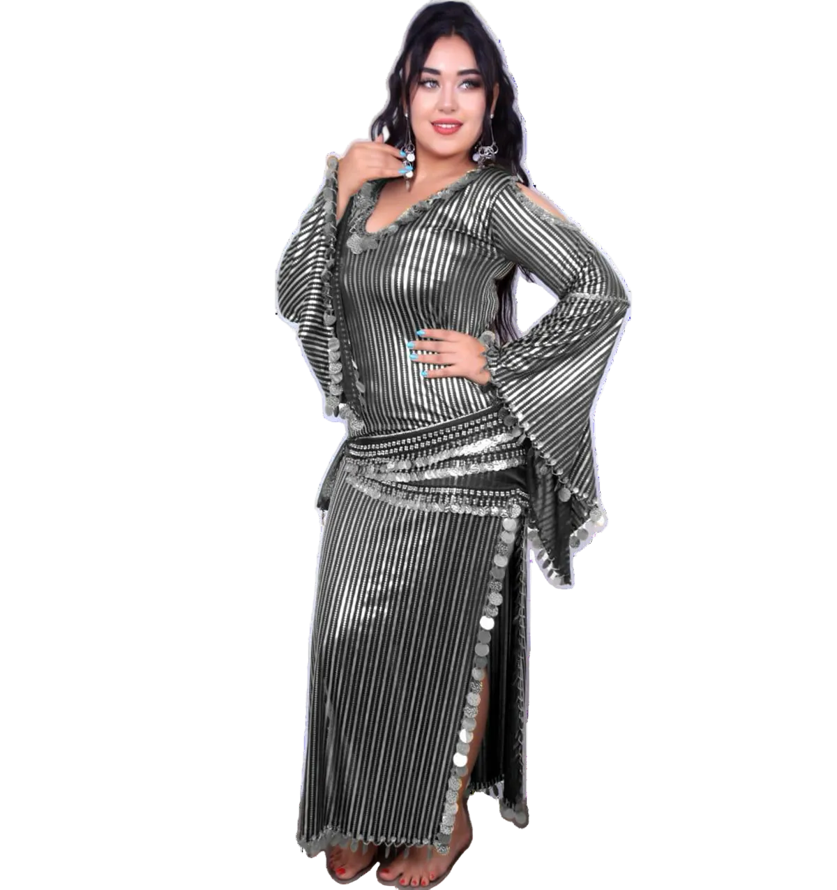 Egyptian belly dance striped dress, Saidi dancing Galabia, handmade dance outfit جلابية رقص شرقى صعيدى