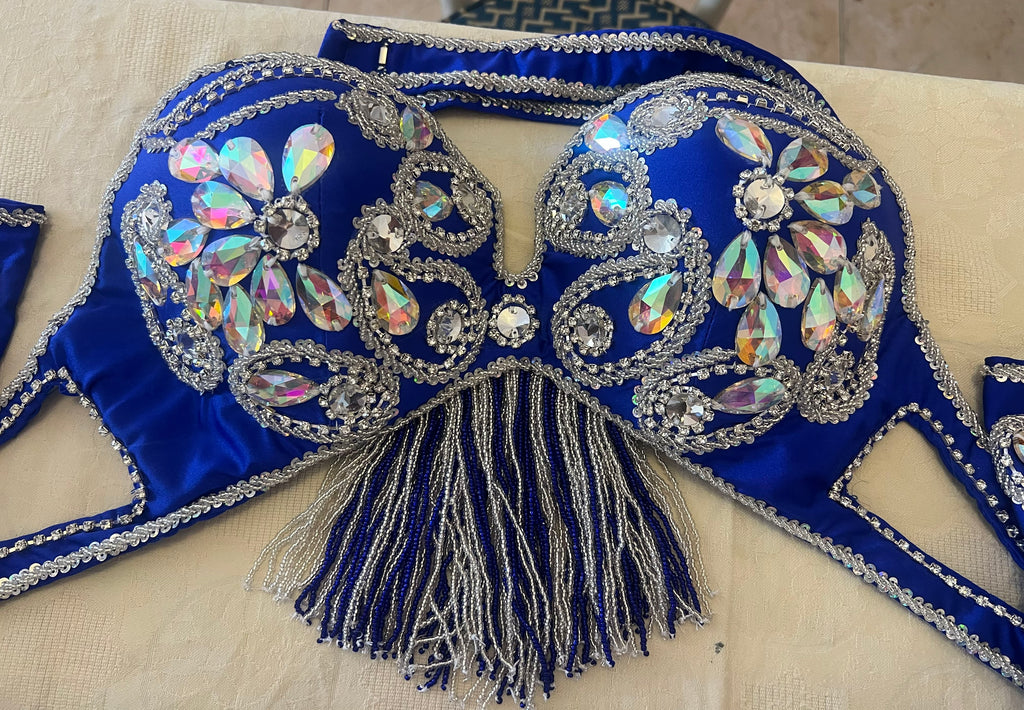 Luxurious high-quality royal blue belly dance costume