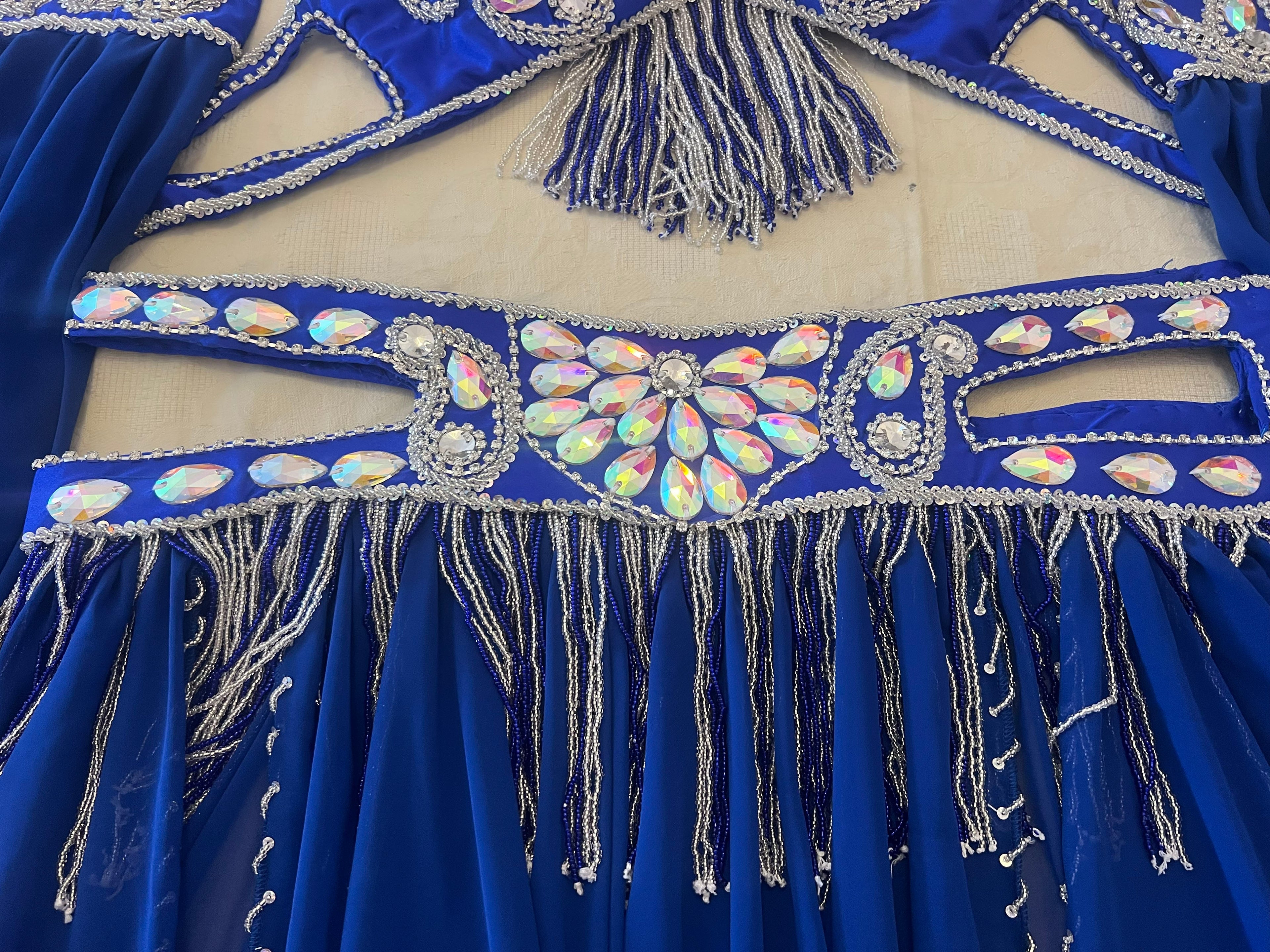 Luxurious high-quality royal blue belly dance costume