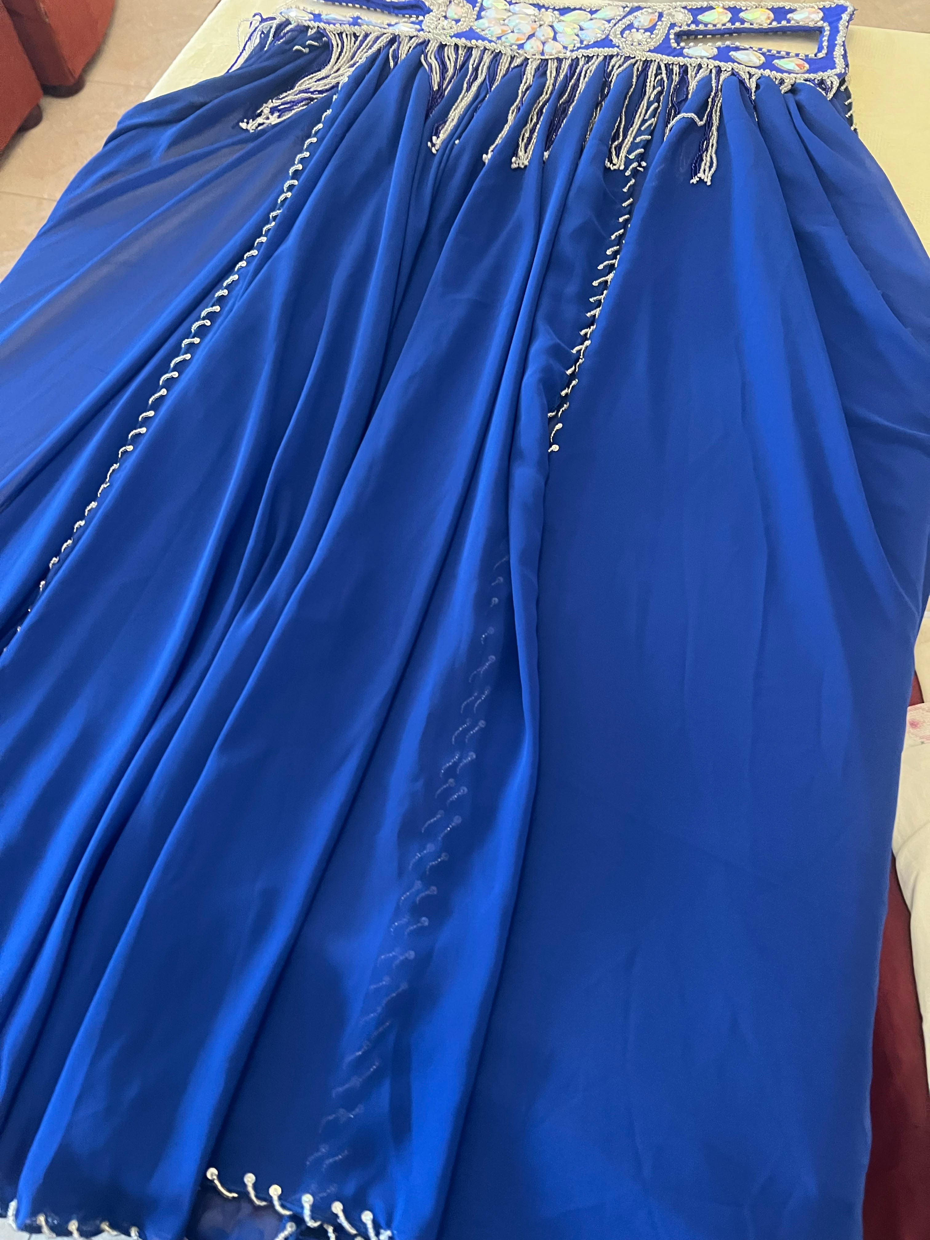 Luxurious high-quality royal blue belly dance costume