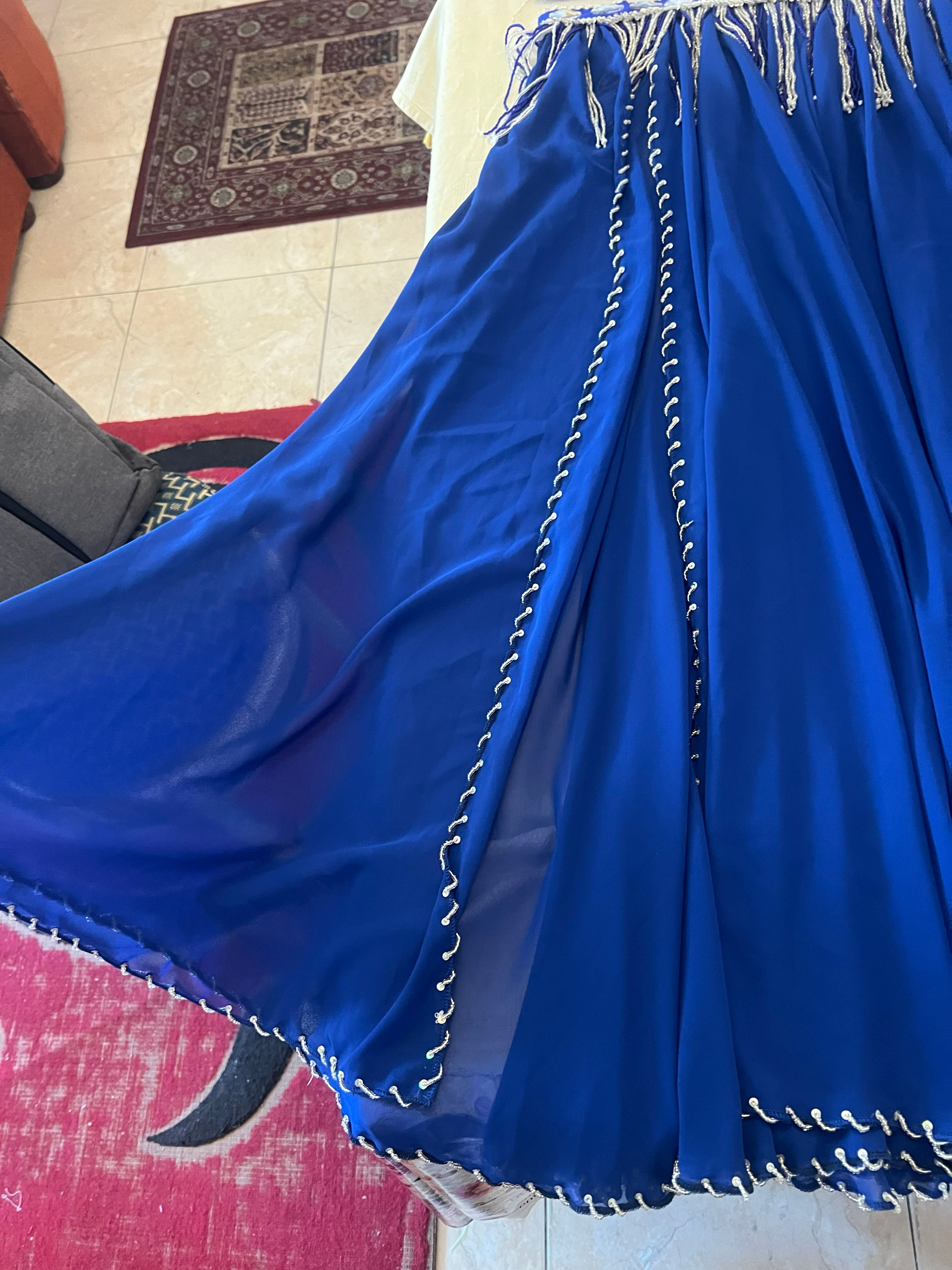 Luxurious high-quality royal blue belly dance costume