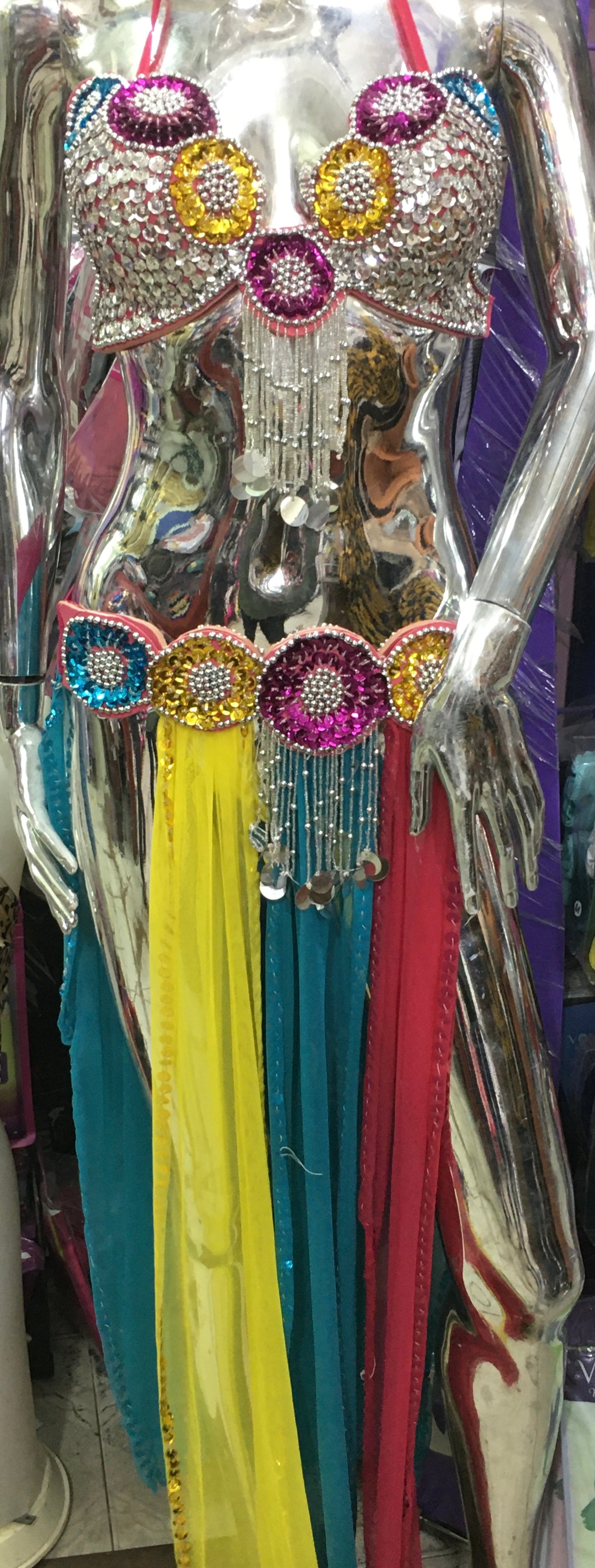 Sexy Egyptian professional belly dance costume, Handmade multi-colour belly dance outfit بدلة رقص شرقى