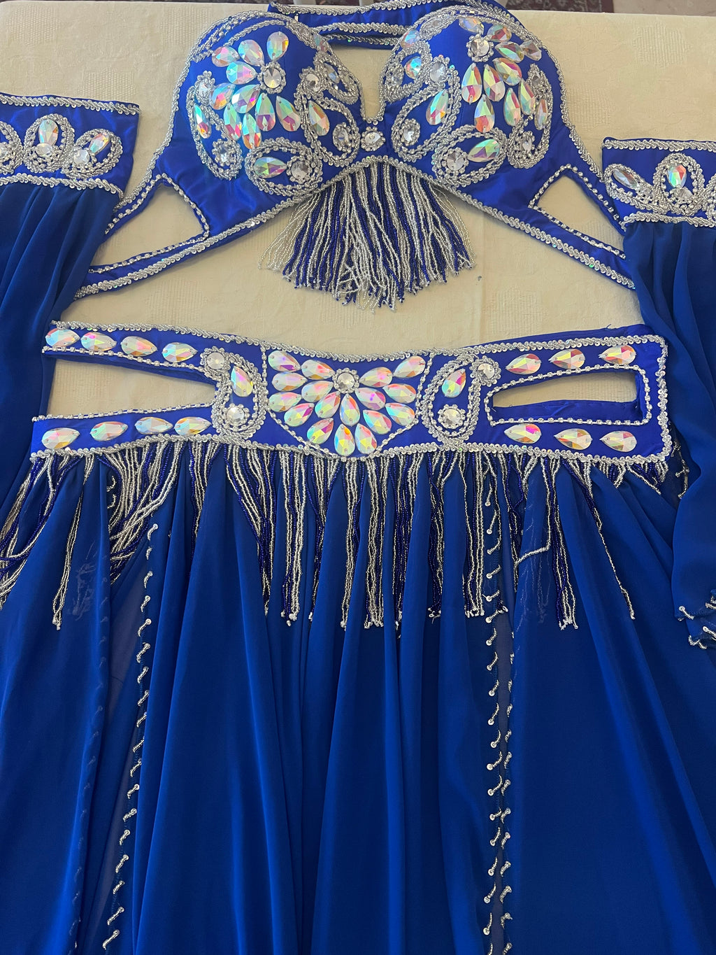 Luxurious high-quality royal blue belly dance costume