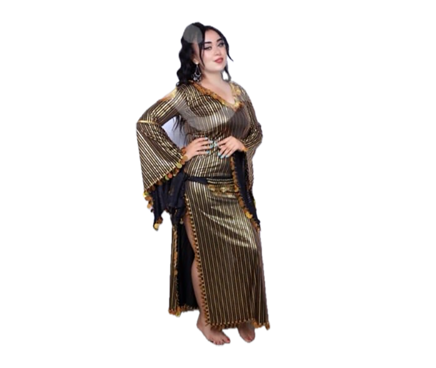 Saidi belly dance Galabia, Handmade belly dance dress with dancing hip scarf جلابية رقص شرقى صعيدى