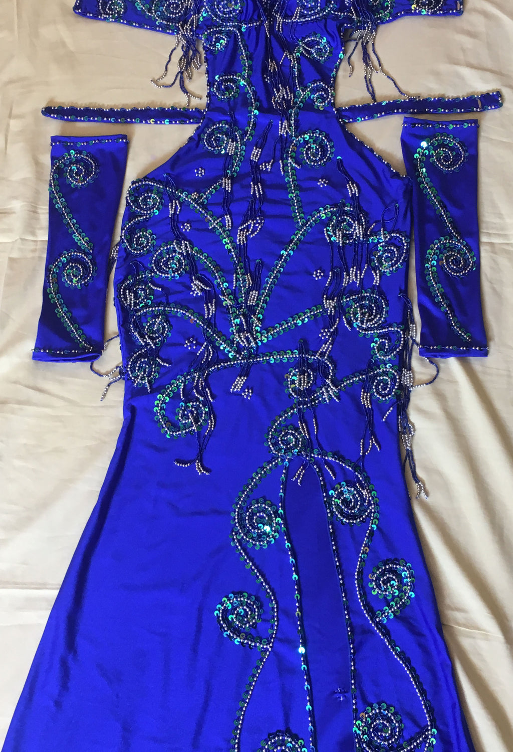 Custom-made Belly Dance Dress, Hand-Stitched Oriental Professional Costume