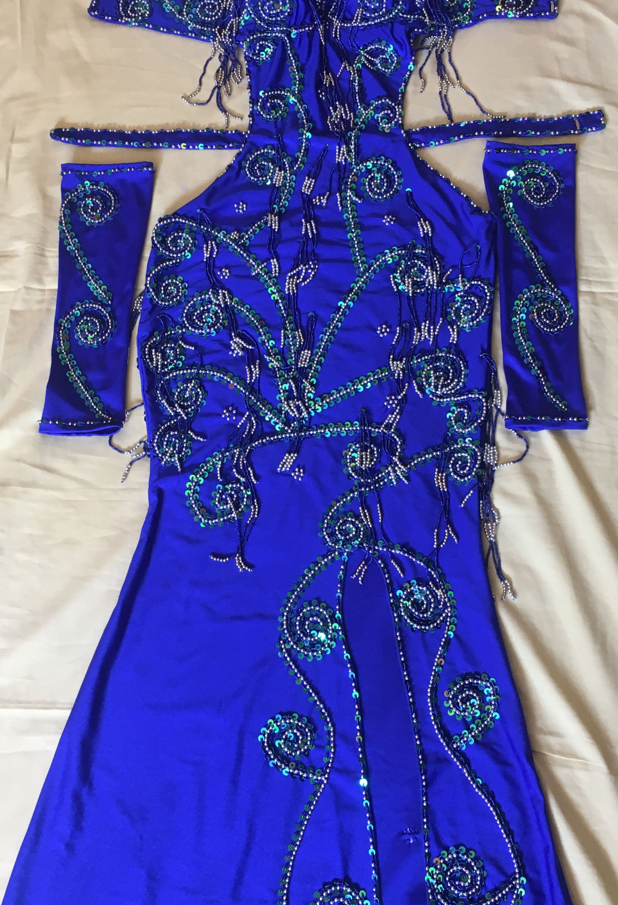 Custom-made Belly Dance Dress, Hand-Stitched Oriental Professional Costume