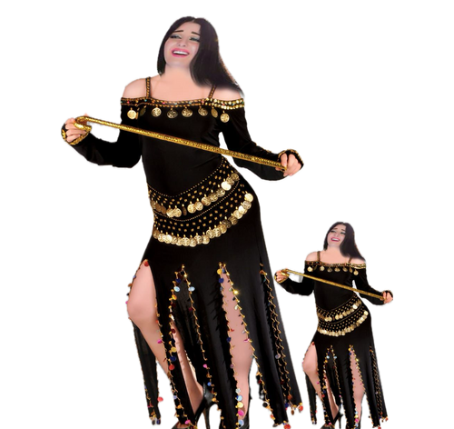 Egyptian Belly Dance Dress Saidi Costume Baladi Galabia Fallahi Abaya Kaftan جلابية رقص شرقى